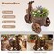Outdoor 2-Tier Rustic Wood Wagon Planter with Semi-Wheels and Drainage
